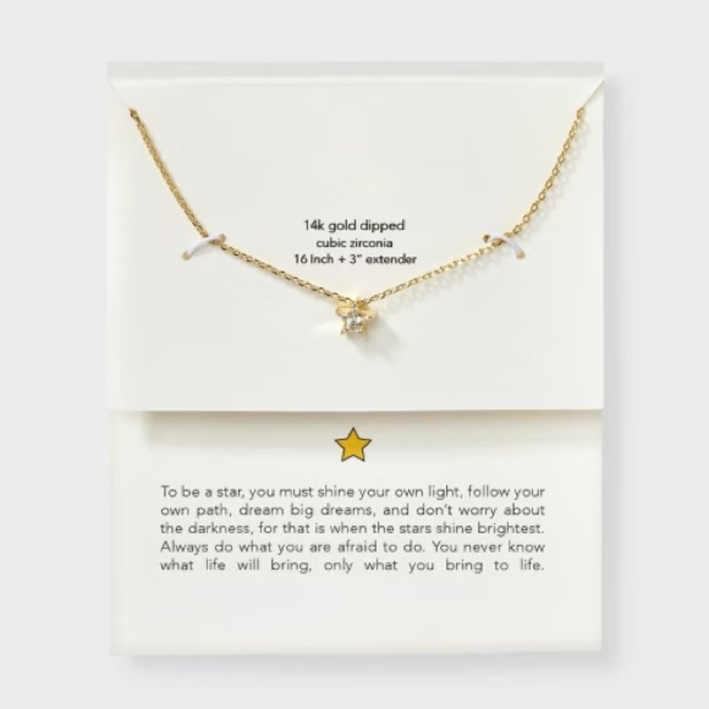 🧡 14k Gold Dipped Cubic Zirconia Star Slider Pendant Necklace Target